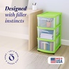 image:imageHOMZ Drawer Tower 3Tier Storage Cart with Removable Wheels Purple FrameBold Lime
