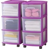 image:imageHOMZ Drawer Tower 3Tier Storage Cart with Removable Wheels Purple FramePurple