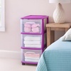 image:imageHOMZ Drawer Tower 3Tier Storage Cart with Removable Wheels Purple FramePurple