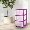 image:imageHOMZ Drawer Tower 3Tier Storage Cart with Removable Wheels Purple FramePurple