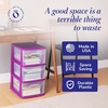 image:imageHOMZ Drawer Tower 3Tier Storage Cart with Removable Wheels Purple FramePurple
