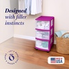 image:imageHOMZ Drawer Tower 3Tier Storage Cart with Removable Wheels Purple FramePurple