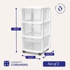 image:imageHOMZ Drawer Tower 3Tier Storage Cart with Removable Wheels Purple FrameWhite