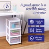 image:imageHOMZ Drawer Tower 3Tier Storage Cart with Removable Wheels Purple FrameWhite
