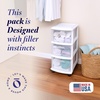 image:imageHOMZ Drawer Tower 3Tier Storage Cart with Removable Wheels Purple FrameWhite