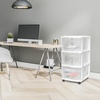 image:imageHOMZ Drawer Tower 3Tier Storage Cart with Removable Wheels Purple FrameWhite