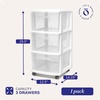 image:imageHOMZ Drawer Tower 3Tier Storage Cart with Removable Wheels Purple FrameWhite