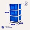 image:imageHOMZ Drawer Tower 3Tier Storage Cart with Removable Wheels Purple FrameWhite FrameBlue Drawers