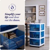 image:imageHOMZ Drawer Tower 3Tier Storage Cart with Removable Wheels Purple FrameWhite FrameBlue Drawers