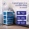 image:imageHOMZ Drawer Tower 3Tier Storage Cart with Removable Wheels Purple FrameWhite FrameBlue Drawers