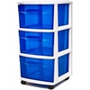 image:imageHOMZ Drawer Tower 3Tier Storage Cart with Removable Wheels Purple FrameWhite FrameBlue Drawers