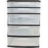image:imageHOMZ Drawer Tower 3Tier Storage Cart with Removable Wheels White FrameBlack Frame
