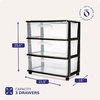 image:imageHOMZ Drawer Tower 3Tier Storage Cart with Removable Wheels White FrameBlack Frame