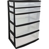 image:imageHOMZ Drawer Tower 3Tier Storage Cart with Removable Wheels White FrameBlack Frame