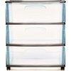 image:imageHOMZ Drawer Tower 3Tier Storage Cart with Removable Wheels White FrameBlack Frame