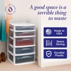 image:imageHOMZ Drawer Tower 3Tier Storage Cart with Removable Wheels White FrameWhite Frame