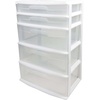 image:imageHOMZ Drawer Tower 3Tier Storage Cart with Removable Wheels White FrameWhite Frame