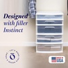 image:imageHOMZ Drawer Tower 3Tier Storage Cart with Removable Wheels White FrameWhite Frame