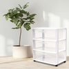 image:imageHOMZ Drawer Tower 3Tier Storage Cart with Removable Wheels White FrameWhite Frame
