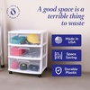 image:imageHOMZ Drawer Tower 3Tier Storage Cart with Removable Wheels White FrameWhite Frame