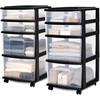 image:imageHOMZ Drawer Tower 4Tier Storage Cart with Removable Wheels Black FrameClearBlack