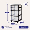 image:imageHOMZ Drawer Tower 4Tier Storage Cart with Removable Wheels Black FrameClearBlack