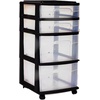 image:imageHOMZ Drawer Tower 4Tier Storage Cart with Removable Wheels Black FrameClearBlack
