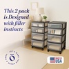 image:imageHOMZ Drawer Tower 4Tier Storage Cart with Removable Wheels Black FrameClearBlack