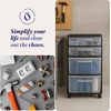 image:imageHOMZ Drawer Tower 4Tier Storage Cart with Removable Wheels Black FrameClearBlack