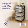 image:imageHOMZ Drawer Tower 4Tier Storage Cart with Removable Wheels Black FrameClearBlack