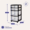 image:imageHOMZ Drawer Tower 4Tier Storage Cart with Removable Wheels Black FrameClearBlack