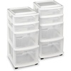 image:imageHOMZ Drawer Tower 4Tier Storage Cart with Removable Wheels Black FrameWhite