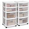image:imageHOMZ Drawer Tower 4Tier Storage Cart with Removable Wheels Black FrameWhite