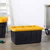 image:imageHOMZ Durabilt Plastic Storage Bins with Lids 27 Gal BlackYellow 2 PackBlack