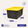 image:imageHOMZ Durabilt Plastic Storage Bins with Lids 27 Gal BlackYellow 2 PackBlack
