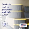 image:imageHOMZ Durabilt Plastic Storage Bins with Lids 27 Gal BlackYellow 2 PackBlack BaseYellow Lid