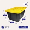 image:imageHOMZ Durabilt Plastic Storage Bins with Lids 27 Gal BlackYellow 2 PackBlack BaseYellow Lid