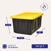 image:imageHOMZ Durabilt Plastic Storage Bins with Lids 27 Gal BlackYellow 2 PackBlack BaseYellow Lid