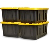image:imageHOMZ Durabilt Plastic Storage Bins with Lids 27 Gal BlackYellow 2 PackBlack BaseYellow Lid
