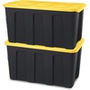 image:imageHOMZ Durabilt Plastic Storage Bins with Lids 27 Gal BlackYellow 2 PackBlack BaseYellow Lid