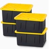 image:imageHOMZ Durabilt Plastic Storage Bins with Lids 27 Gal BlackYellow 2 PackBlack BaseYellow Lid