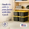 image:imageHOMZ Durabilt Plastic Storage Bins with Lids 27 Gal BlackYellow 2 PackBlack BaseYellow Lid