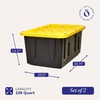 image:imageHOMZ Durabilt Plastic Storage Bins with Lids 27 Gal BlackYellow 2 PackBlack BaseYellow Lid
