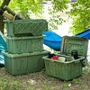 image:imageHOMZ Durabilt Plastic Storage Bins with Lids 27 Gal BlackYellow 2 PackCamo Green