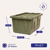 image:imageHOMZ Durabilt Plastic Storage Bins with Lids 27 Gal BlackYellow 2 PackCamo Green