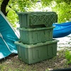 image:imageHOMZ Durabilt Plastic Storage Bins with Lids 27 Gal BlackYellow 2 PackCamo Green