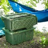 image:imageHOMZ Durabilt Plastic Storage Bins with Lids 27 Gal BlackYellow 2 PackCamo Green