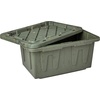 image:imageHOMZ Durabilt Plastic Storage Bins with Lids 27 Gal BlackYellow 2 PackCamo Green