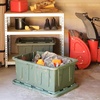 image:imageHOMZ Durabilt Plastic Storage Bins with Lids 27 Gal BlackYellow 2 PackCamo Green