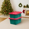 image:imageHOMZ Durabilt Plastic Storage Bins with Lids 27 Gal BlackYellow 2 PackGreen BaseRed Lid